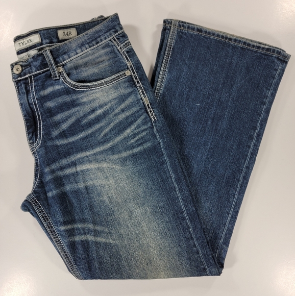BKE Tyler Bootcut Jeans Men 34x32 Blue Denim Fit Stretch 34R Medium Wash Western - Picture 1 of 16